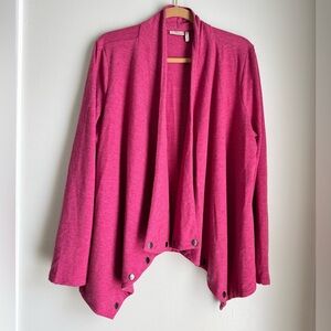 LOGO by Lori Goldstein Fuchsia Open Front Cardigan